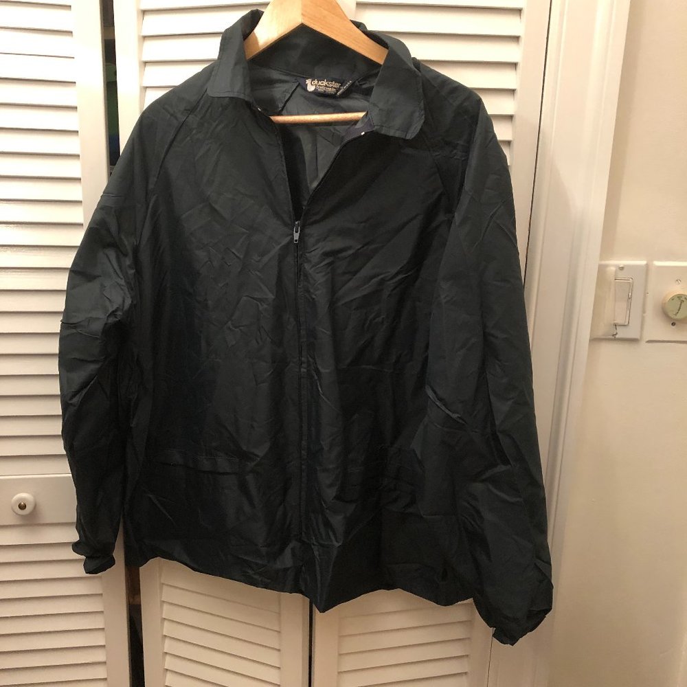 Duckster vintage men navy blue windbreaker, full front zip, XL